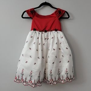 Girls Satin Holiday Christmas Dress Embroidered